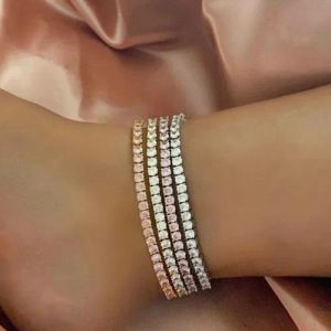 Anklets Hip Hop 18K Gold Bling Diamond Womens Tennis Chain Anklet Barefoot Ankle Bracelet Bijoux Iced Out Cubic Zirconia Chains Jewelry Fo