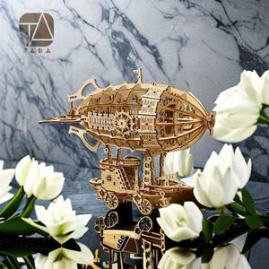 3D Puzzles Tada Creative Airship Model DIY 3D Wooden Puzzle Building Block Kits Assembly Toy Birthday Gift For Kids Adult Home Decor 240419
