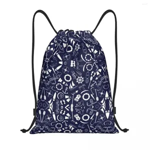 Bolsas de compras Símbolos de âncora náutica Backpack Backpack Sports Gym Bag for Men Women Sailing Sailor Training Sackpack