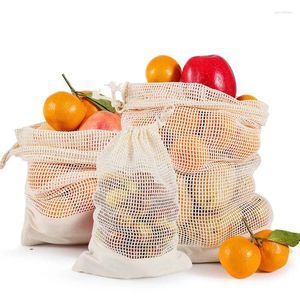 Stume da stoccaggio 1pc eco-friendly Cotton Mesh Borse Shopping Supermarket Shopping Packaging di verdure di frutta