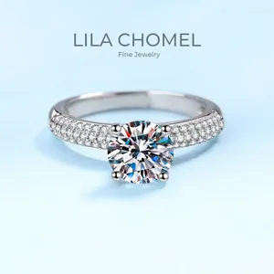 Кластерные кольца стиль Pt950 Platinum Classic Engagement Ring Vvs1 D Color Diamond 2ct 2ct Moissanite Brilliant Origines Sertiados для женщин