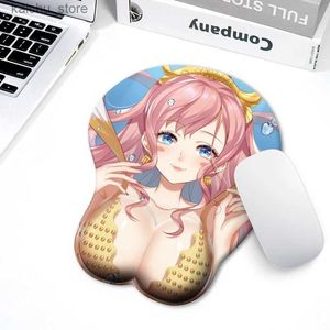 Muskuddar Handled vilar Sovawin Gaming Mouse Pad Anime 3D Soft Breast Chest With Wrist Rest Cartoon Pad Sexig Hip Mouse Mat Silicone Wrist Gel MousePad Y240419