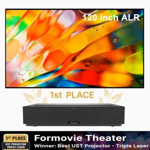 Global version Formovie Theatre 4K Laser Projector 2800 lumen med 120 tum Fscreen Fresnel Fixed Frame CLR -skärm för UST Laser Projector