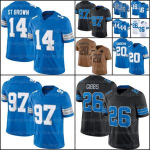 14 Amon Ra St Brown 87 Sam LaPorta Football Jersey Jahmyr Gibbs Jared Goff Brian Branch David Montgomery Jameson Williams Jack Fox Jack Campbell Barry Sanders