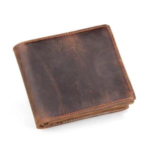 Wallets Retro Short Wallet For Coins Card Cash Photo Purse In Pants Pocket Wallet Men Male Genuine Leather Mens Short Wallet Retro