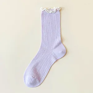 Women Socks Spring And Summer For Fashion Glass Silk Butterfly Print Middle Tube Transparent