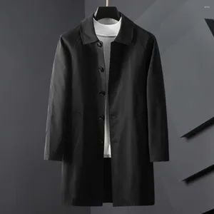 Herren Trench Coats Schwarze mittelgroße Windbreaker -Jacke Herbst und Winter dünne Freizeitkleidung Koreanische Version Top Lappel