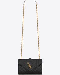 Kedjepåse brev kuvert guld logotyp spannläder hög kvalitet lyx kvinnors casual väska