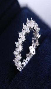 Pierścionki ślubne Modna pierścionka biżuteria srebrna kolor kryształowy palec wskazujący pełne koło Inkrustowane cyrkon prezent zaręczynowy12012236
