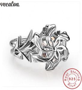 Vecalon Vintage Lotr Die Galadriel Nenya Ring Soild 925 Sterling Silber 3CT CZ Party Ehering -Ringe für Frauen Drop7060555