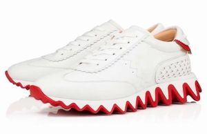 Låga toppar Shark Dress Shoes Luxury Loubishark Red Flat Sneakers Elastic Band Bottom Calfskin Design Comfort Run Walk Casual Sharks 4543361