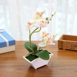 Decorative Flowers Artificial Butterfly Orchid Bonsai Fake Flower Plants With Pot Home Table Decoration El Garden Decor