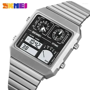 Wristwatches SKMEI Digital Watch Waterproof StainlessSteel Thermometer Sports Men's Leisure Business Electronic Clock LED