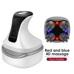 4D Smart Head Massager Electric Scrut Strush Szyjka na ramię Red Blue Light Hair Care Ipx7 Wodoodporna bezprzewodowa masażem skóry głowy 240417