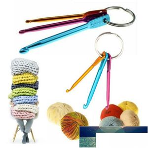 Craft Tools 6Pcs/2Set Keychain Hooks Diy Mticolour Crafts Knitting Needles Mini Aluminum Cloghet Hook Key Ring Factory Price Expert De Dh6Cz