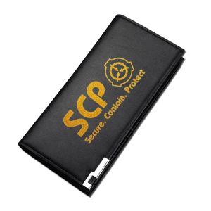 Wallets SCP Foundation Gold Print Pu Leather Short Wallet Gift Long Coin Purse Men Money Bag SCP ID Card Holder Women Change Clutch