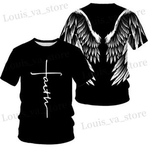 Men's T-Shirts Vintage Casual Mens Short-slved T Shirts Hot Sale Personality Cool Wing Print Dark T-shirt Men Clothing Oversized Loose Tops T240419