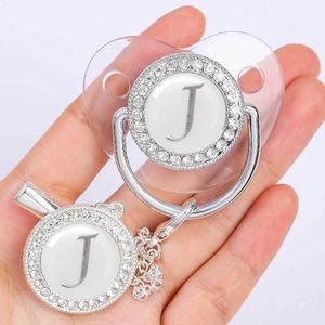 PACIFIERS# BABY PERSONALISERAD PACIFIER CLIP NEWBorn Luxury Pacifier Holder Letter Silver Bling Spädbarn Transparent Silikon Teether BPA FREEL2403