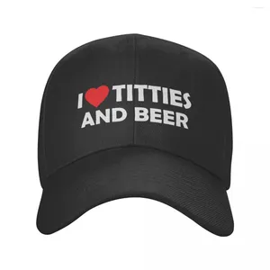 Ballkappen personalisiert i Herz Titties und Bier Baseball Cap Männer Frauen verstellbare Papa Hut Sport Snapback Hüte