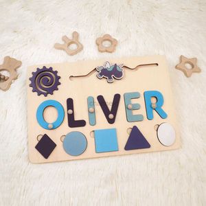 3D Puzzles Wood Board Puzzle Custom Algebraic Wooden Child Name Puzzle Personalized Preschool Puzzle Toys for Baby Educational Puzzle Gift 240419