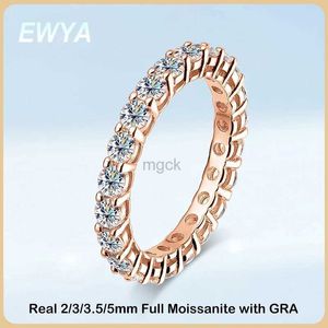 Anelli di nozze Ewya scintillanti 2,2cttw 3mm d colore moissanite anello moissanite Famiglia a diamante Eternity Diamond per donne 925 anelli in oro 18K argento 240419