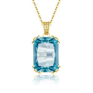 Pendant Necklaces 2024 Trend Sky Blue Topaz Aquamarine Necklace Pendant for Women Silver 925 Jewelry Victorian Star Filigree Female Jewellery Sale 240419