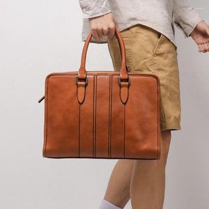 حقائب محيض Leathfocus Leather Office Bag Vintage Men's حقيبة A4 A4 Docum