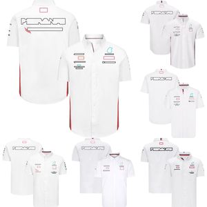 F1 Erkekler Polo Yaka Gömlek 2024 Yeni Formül 1 Yarış Takımı T-Shirt Kısa kollu Gömlek Erkekler Yaz Günlük Beyaz Düğme Gömlek