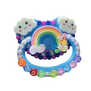 Pacifiers# New DDLG Rainbow Pattern Adult Baby Pacifier Silicone Nipple Dummy Teat Adult Size Paci For Girl DaddyL2403