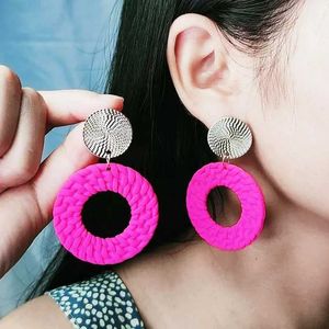 Other Korean Round Candy Color Acrylic Clip Earrings for Women 11 Color Cute Round No Piercing Earrings Circle Jewelry 240419