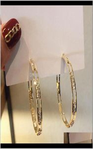 Hie Golden Round Crystal Hoop Ohrringe für Frauen Bijoux Geometrische Strasssteine Ohrring Statement Schmuckparty Geschenke qpkm1949289