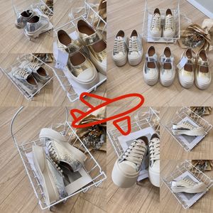 2024 Casual Shoes Designer Shoes Womens Platform Vintage Trainers Sneakers Gold Silver LACE UP STORLEK 36-40 Klassisk bekväm Gai White