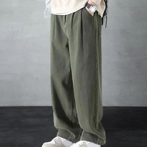 Solid Color Pants Breathable Wideleg Mens Work Retro Style Versatile Trousers for Men 240408