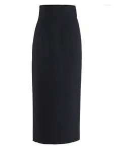 女性のためのスカートハイウエストレッドブリーフエレガントな形のミディペンシルファッション春秋の服2024ファルダス1DH17
