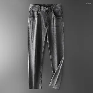 Women's Jeans 2024 Fashion Summer Men Solid Color Elastic Straight Retro Casual Pant Breathable Thin Mid Denim For