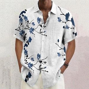 Mäns avslappnade skjortor skjorta blommig fjäril gradient mönster manschetterad utomhus gata kortärmad kläder fashionabla design och mjuka