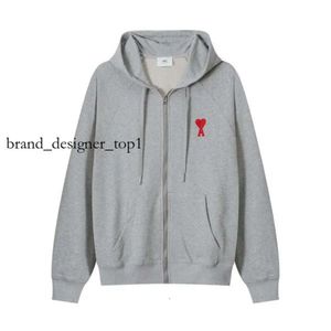 Amis Brand Mens Sweatshirts Womens Designer Hoodies Fashion Streetwear Autumn Unisex Fashion Embroidery Love Hooded Sweater Casual Couple Zipper Cardigan AM 1987