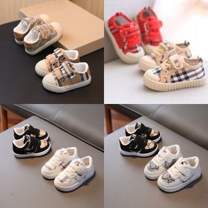 Babyskor barn sneakers klassisk rutig baby pojkar flickor skor bomull ensamma avslappnade sport spädbarn spjälsäng skor