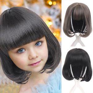 Lanlan Children's Wig Head Cute Headgear Princess Baby Bobo Head Styling Girl Hair Cover Full Head Short Hair Simulation 240407