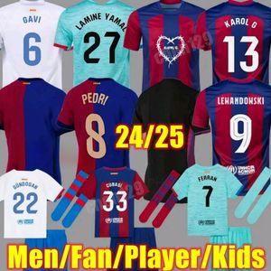 24 25 Gavi Lewandowski Barcelonas Soccer Jersey Adama Pedri Camiseta de Futbol Ferran 2024 2025 Ansu Fati Memphis Player Dest Football Men Kit Kid