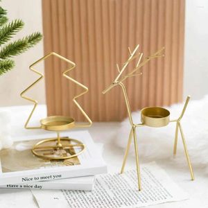 Candle Holders Christmas Pine Star Holder Wrought Iron Golden Decoration Decorations Restaurant Wr K5K3