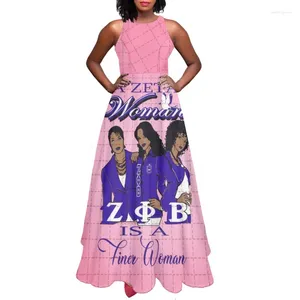 Vestidos casuais zeta phi beta impressa flee flare long sundress férias vestido cmsic para mulheres elegantes uma peça vestidos feminino streetwear