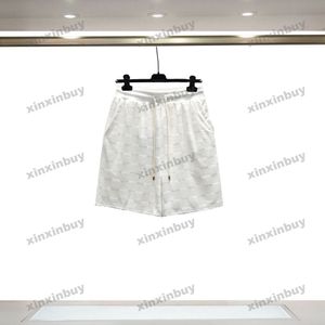 Xinxinbuy 2024 Männer Frauen Designer Shorts Schachbrett-Netzhandtuch Stoff Kurz schwarz weiß braun grau blau braun apricosen s-xl neu