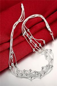 Women039s Sterling Silver Plated Fiveline light bead Tennis necklace GSSN213 fashion lovely 925 silver plate jewelry Graduated4264346