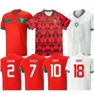 2023 Jerseys de futebol marroquino Hakimi maillot marocain ziyech en-nesyri 22 23 24 camisas de futebol masculino kit kit harit saiss idrissi boufal fãs camisa