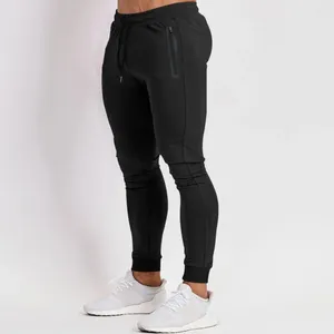 Herrenhosen Jogginghose Männer Bein-Tie Schnelltrocknungssport mit Seiten Reißverschluss Taschen Kordelstring Elastic Taille für Fitnessstudio