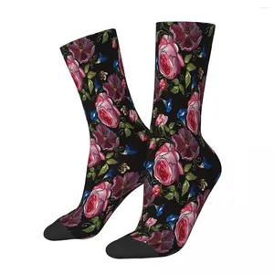 Erkek Çoraplar Yabani Güller Nakış Çiçekleri Erkek Erkek Kadın Kış Çorapları Hip Hop