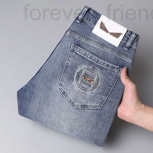 Men's Jeans designer 2023 Spring/Summer New Light Luxury Brand Elastic Slim Fit Small Straight Youth Casual Versatile Pants PZ00