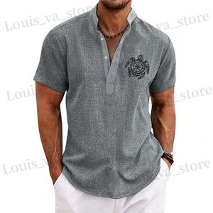 Camicie casual maschile camicie vintage per uomo Henley Short Slve Tops 3D Sea Turtle Graphic Clothe Designer Daily Designer Strt Men Shirt Hawaiian T240419