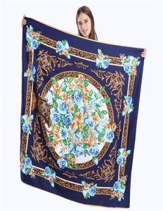 New Twill Silk Scarf Women Spain Royal Floral Printing Square Scarves Fashion Wrap Female Foulard Large Hijab Shawl Neckerchief 132542695